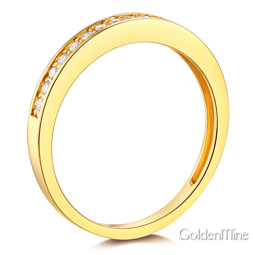 17-Stone Pave-Set Round-Cut CZ Wedding Band in 14K Yellow Gold 0.2ctw Slide 1