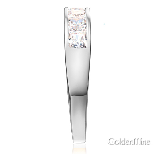 8-Stone Channel Princess CZ Wedding Band in 14K White Gold 1.3ctw Slide 2