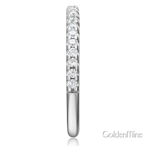 25-Stone Scallop Round-Cut CZ Wedding Band in 14K White Gold Slide 2