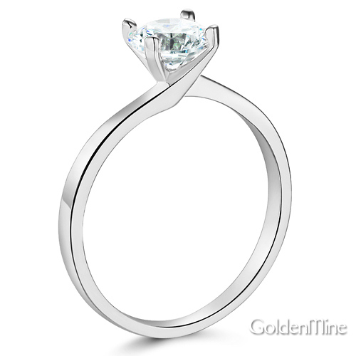 Bypass 1-CT Round-Cut CZ Engagement Ring Solitaire in 14K White Gold Slide 1