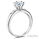 1-CT Round-Cut with Pave Side Stones CZ Engagement Ring in 14K White Gold thumb 1