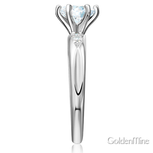 1-CT Round-Cut with Pave Side Stones CZ Engagement Ring in 14K White Gold Slide 2