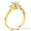 3-Stone Knife-Edge Cathedral Round-Cut CZ Engagement Ring in 14K Yellow Gold thumb 1