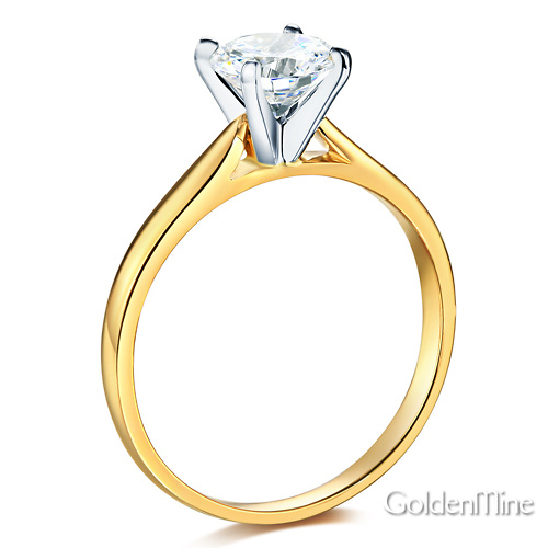Cathedral Solitaire 1-CT Round-Cut CZ Engagement Ring in 14K Yellow Gold Slide 1
