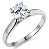 Cathedral Solitaire 1-CT Round-Cut CZ Engagement Ring in 14K White Gold thumb 0