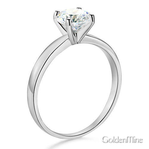 1-CT 4-Prong Round-Cut Solitaire CZ Engagement Ring in 14K White Gold Slide 1