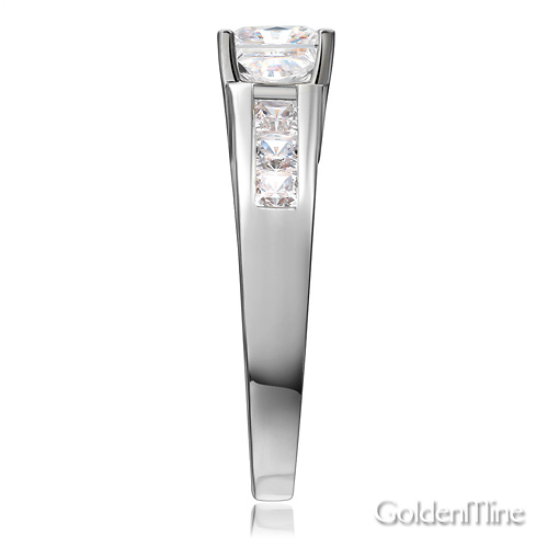 Channel & Basket-Set Princess-Cut CZ Engagement Ring in 14K White Gold Slide 2