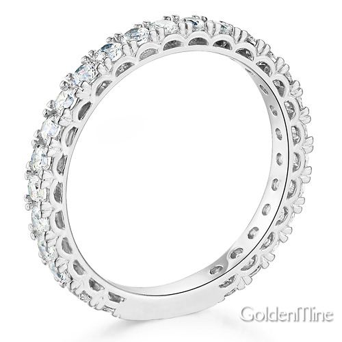 2.5mm Scallop Round-Cut CZ Eternity Ring Wedding Band in 14K White Gold 0.75ctw Slide 1