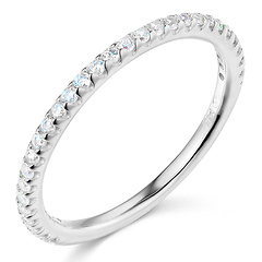 2mm Round-Cut Cubic Zirconia CZ Wedding Band in 14K White Gold