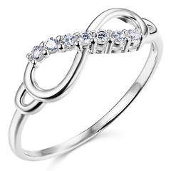 Sparkling CZ Infinity Ring in 14K White Gold