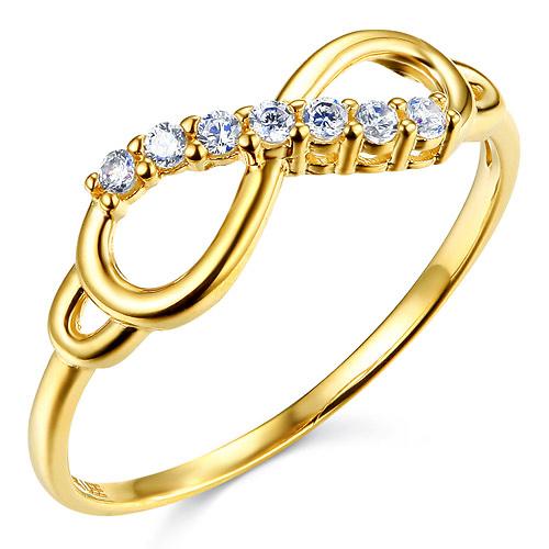 Sparkling Semi-Lined CZ Infinity Ring in  14K Yellow Gold Slide 0