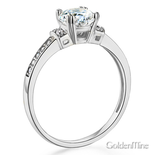 Basket-Style 1-CT Round-Cut CZ Engagement Ring in 14K White Gold Slide 1