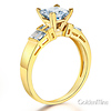 Wide 1-CT Princess-Cut & Baguette CZ Engagement Ring in 14K Yellow Gold thumb 1