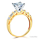 1.25 CT Princess-Cut & Side Baguette CZ Wedding Ring Set in 14K Yellow Gold thumb 2