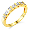 1.25 CT Princess-Cut & Side Baguette CZ Wedding Ring Set in 14K Yellow Gold thumb 4