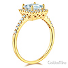 1-CT Princess-Cut & Round Side Halo CZ Engagement Ring in 14K Yellow Gold thumb 1
