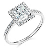 Square Halo 1-CT Princess CZ Engagement Ring in 14K White Gold thumb 0
