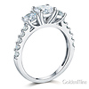 Tulip-Set Three-Stone Round-Cut CZ Wedding Ring Set in 14K White Gold thumb 2