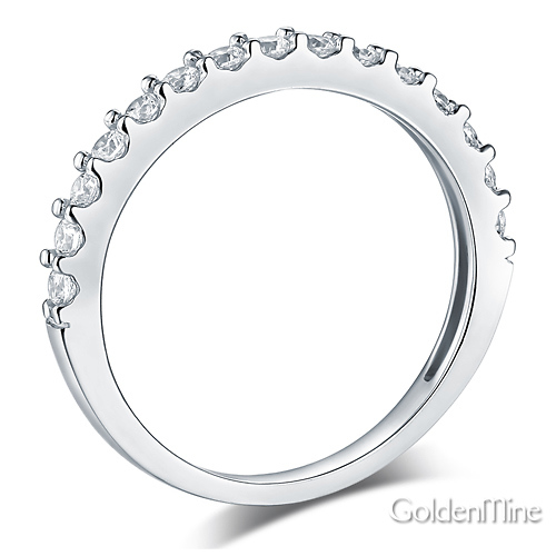 2mm Half Eternity Scalloped 15-Stone Round-Cut CZ Wedding Band in 14K White Gold Slide 1