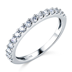 2mm Half Eternity Scalloped 15-Stone Round-Cut CZ Wedding Band in 14K White Gold