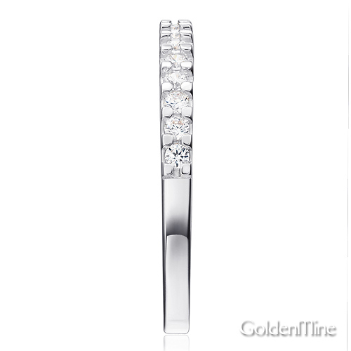 Squared Halo Baguette & Round-Cut CZ Wedding Ring Set in 14K White Gold Slide 6