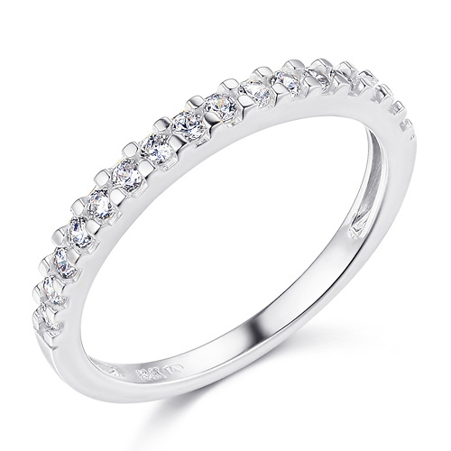 Squared Halo Baguette & Round-Cut CZ Wedding Ring Set in 14K White Gold Slide 4