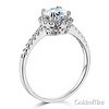 Halo Round-Cut CZ Engagement Ring with Side Stones in 14K White Gold thumb 1