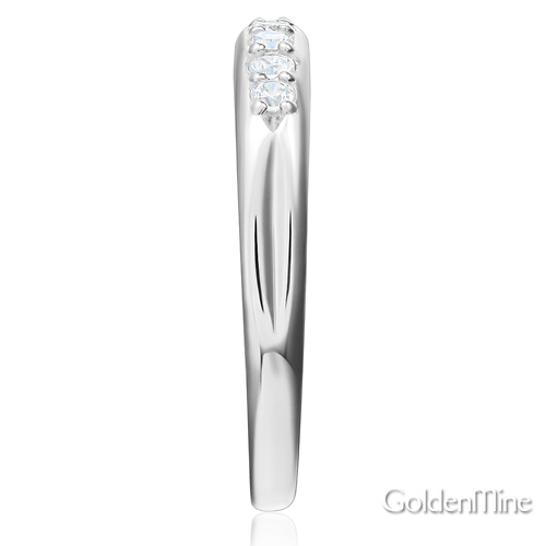 6-Stone Grooved Round-Cut Cubic Zirconia Wedding Band in 14K White Gold Slide 2