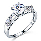 Round & Baguette-Cut CZ Engagement Ring Set in 14K White Gold thumb 1