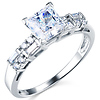 1-CT Princess & Side Baguette CZ Wedding Ring Set in 14K White Gold thumb 1
