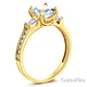 3-Stone Princess-Cut CZ Engagement Ring with Side Stones in 14K Yellow Gold thumb 1