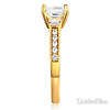 3-Stone Princess-Cut CZ Engagement Ring with Side Stones in 14K Yellow Gold thumb 2