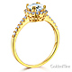 Halo 1-CT Round-Cut Cubic Zirconia Engagement Ring in 14K Yellow Gold thumb 1