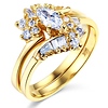 Marquise-Cut & Baguette Side CZ Engagement Ring Set in 14K Yellow Gold thumb 0