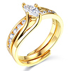 14K Yellow Gold Marquise CZ Wedding Ring Set thumb 0