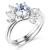 1-CT Round & Marquise-Cut CZ Wedding Ring Set in 14K White Gold thumb 0
