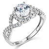Woven 1.25CT Round-Cut Halo CZ Engagement Ring in 14K White Gold thumb 0