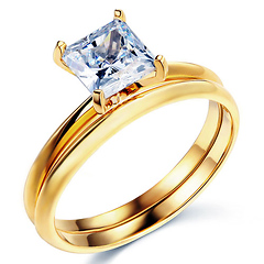 1.25CT Princess-Cut Knife-Edge CZ Engagement Ring Set in 14K Yelllow Gold