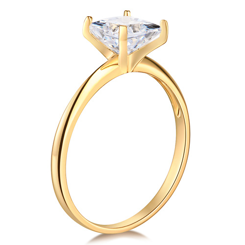 1.25CT Knife-Edge Princess-Cut CZ Engagement Ring Solitaire in 14K Yellow Gold Slide 1