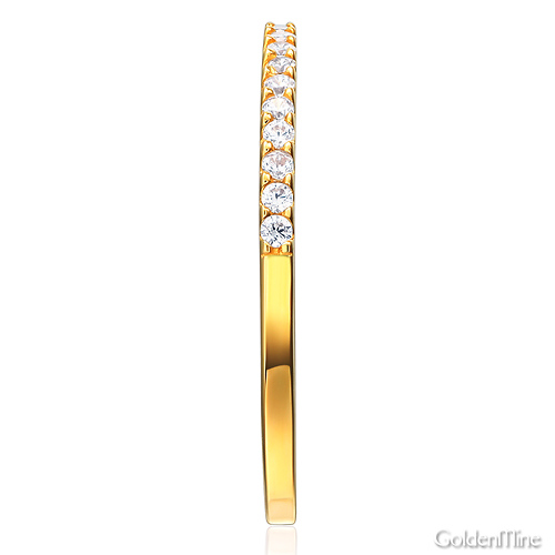 1.5mm Half Eternity Round-Cut 22 CZ Wedding Band in 14K Yellow Gold Slide 2