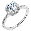 Square Halo 1.25CT Round-Cut CZ Wedding Ring Set in 14K White Gold thumb 1