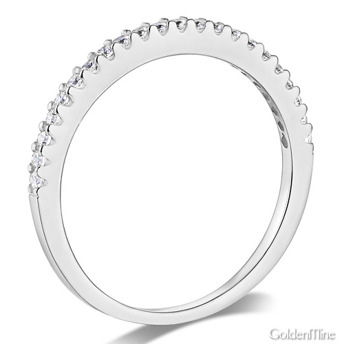 1.5mm Half Eternity Round-Cut Cubic Zirconia Wedding Band in 14K White Gold Slide 1