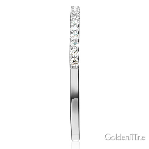 1.5mm Half Eternity Round-Cut Cubic Zirconia Wedding Band in 14K White Gold Slide 2