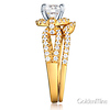 Halo Split Shank 1.25CT Round CZ Engagement Ring Set in 14K Yellow Gold thumb 2