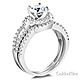 Halo Split Shank 1.25CT Round CZ Engagement Ring Set in 14K White Gold thumb 1