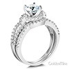 Halo Split Shank 1.25CT Round CZ Engagement Ring Set in 14K White Gold thumb 1