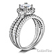 Reverse Split Shank Pave Halo 1-CT Round CZ Wedding Ring Set in 14K White Gold thumb 1