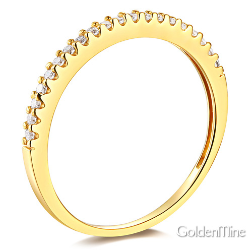 1.5mm 20 Half Eternity Round-Cut CZ Wedding Band in 14K Yellow Gold Slide 1