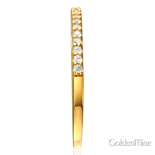 1.5mm 20 Half Eternity Round-Cut CZ Wedding Band in 14K Yellow Gold Slide 2