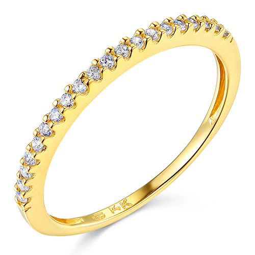 1.5mm 20 Half Eternity Round-Cut CZ Wedding Band in 14K Yellow Gold Slide 0